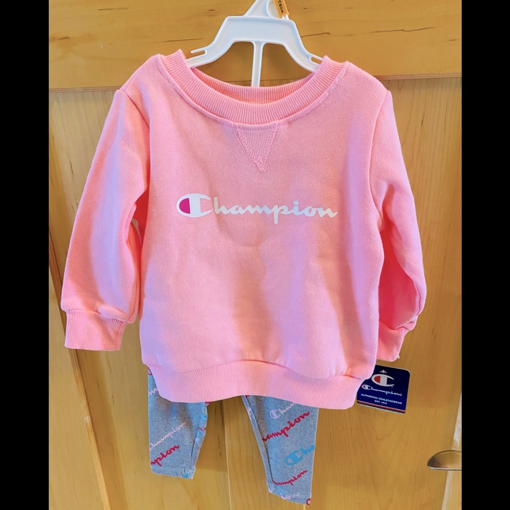 Champion Pink Sweatshirt And Matching Leggings, Size 12 Months